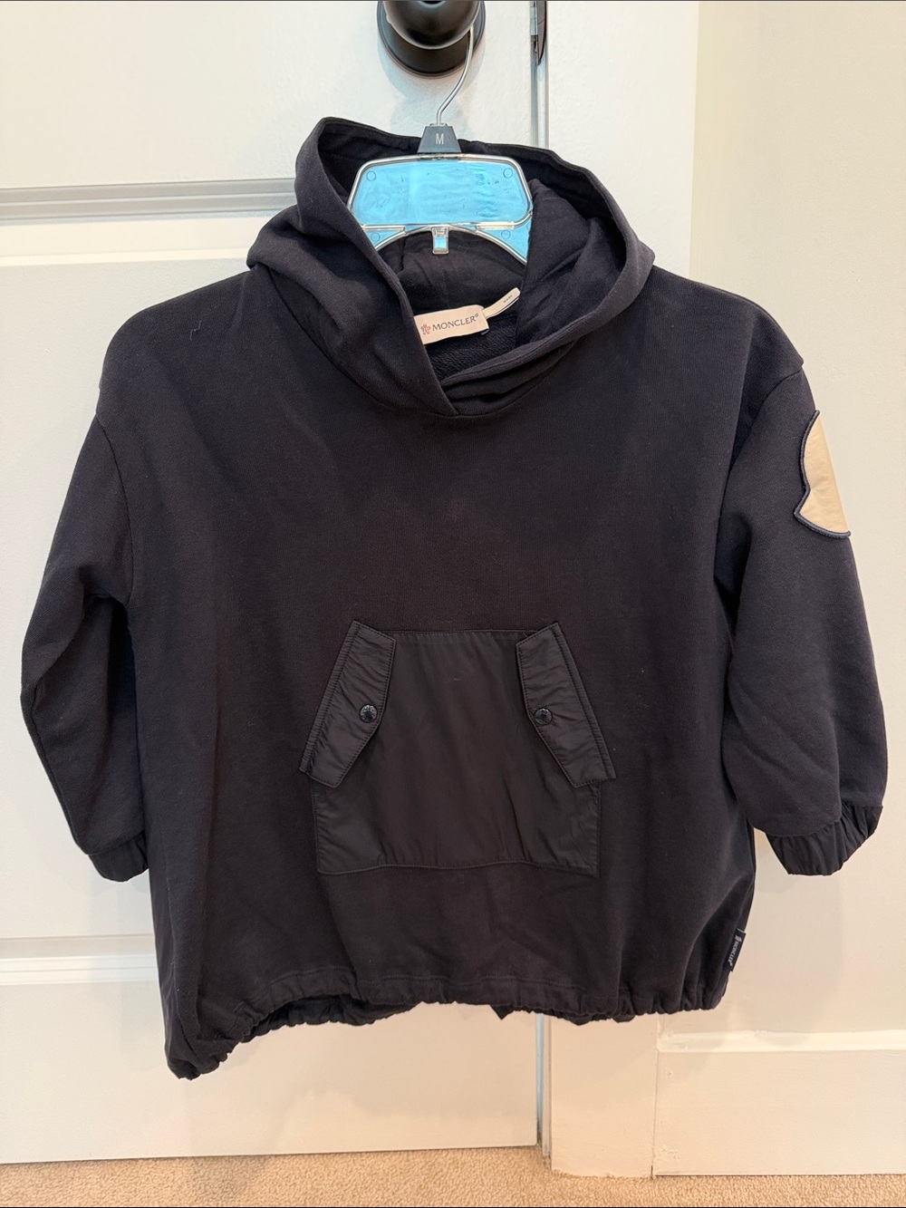 Moncler Kids Black/Dark Blue Hooded Sweatshirt with Pocket